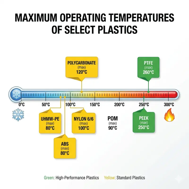 machining material plastic temperature comparison