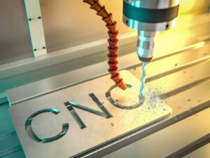 Engraving the CNC acronym on stainless sheet