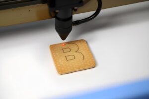 Laser engraving letter B