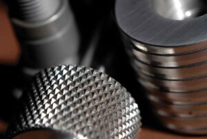 Part close-up with diamond knurl pattern