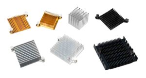 Set of various anodized aluminum heat sinks