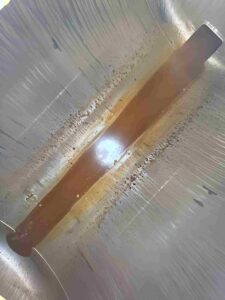 Sludge inside a steel tanker