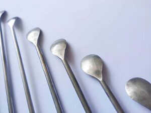 Stain on stainless steel laboratory spatula spoons