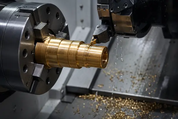 CNC turning a precision brass component