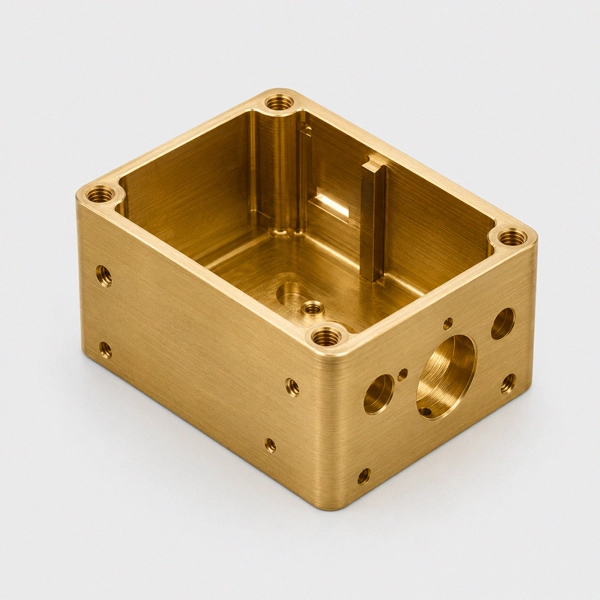 CNC milled brass electronics housing