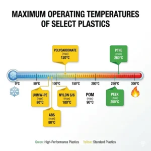 machining material plastic temperature comparison