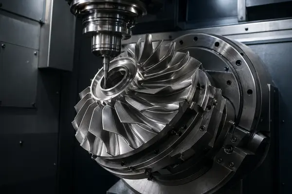 5-axis CNC machining of a complex titanium impeller
