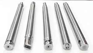CNC machined steel shafts with complex geometries