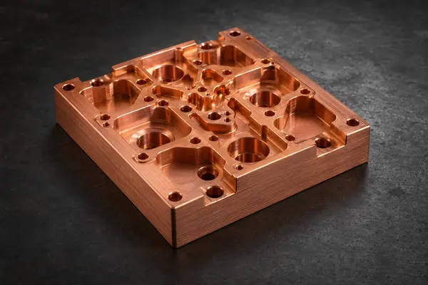Precision CNC-milled copper component with complex features