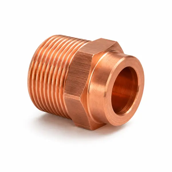 Precision CNC-turned copper threaded fitting