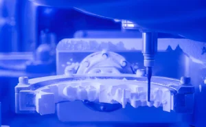 CNC machine milling dental crowns from zirconia block