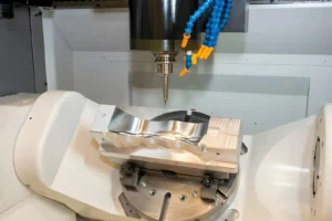 High-precision 5-axis machining center cutting the mold part