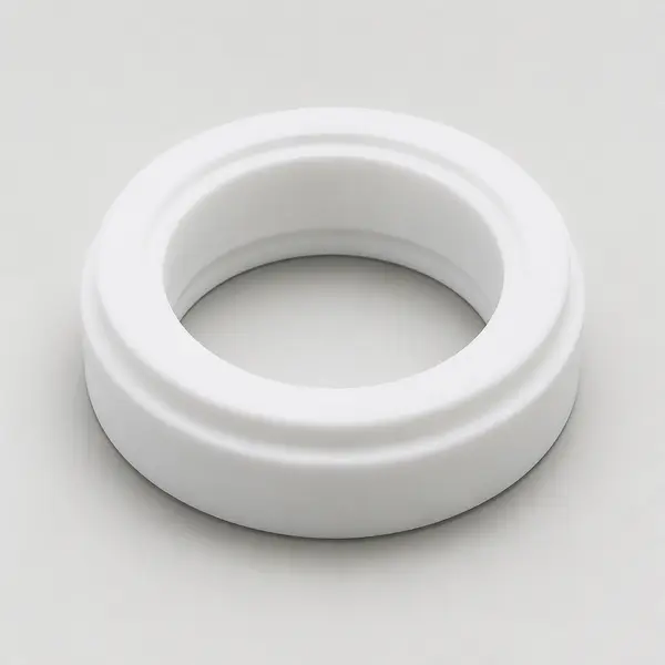 White CNC machined PTFE seal ring component