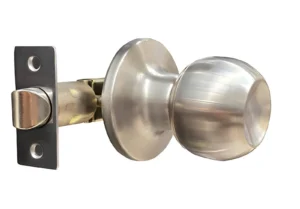 Close-up of a modern, elegant door handle