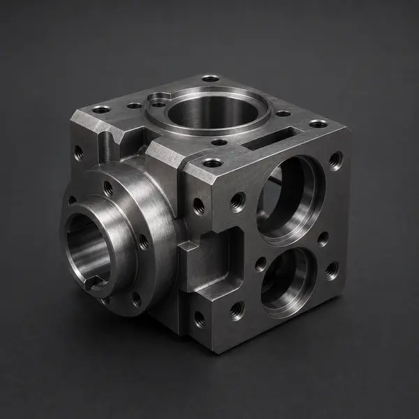 CNC machined steel gearbox housing