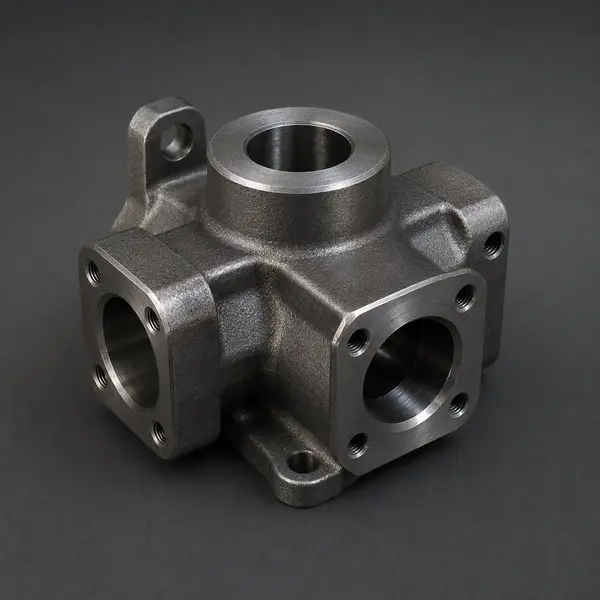 CNC machined steel valve body component