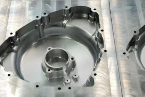 Machined aluminum part with drilled holes
