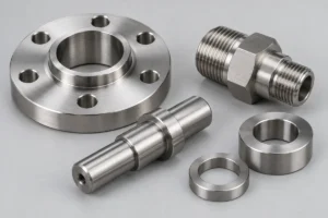 Stainless steel flange, fitting, shaft and spacer rings